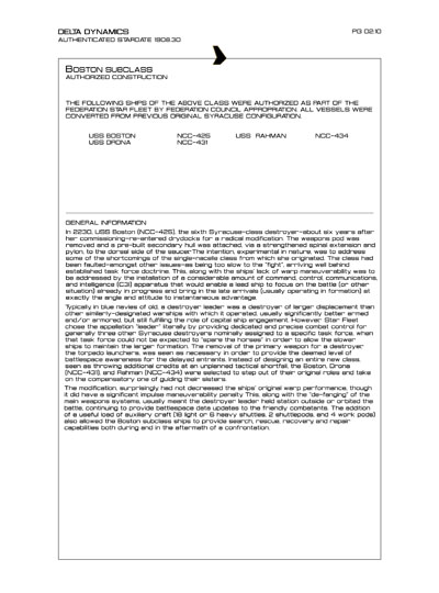 Star Fleet Starship Recognition Manual: Syracuse Destroyers
