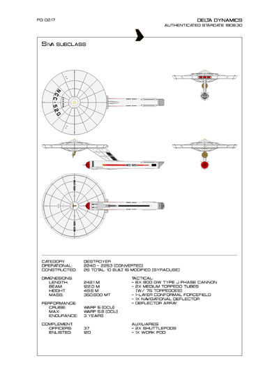 Star Fleet Starship Recognition Manual: Syracuse Destroyers