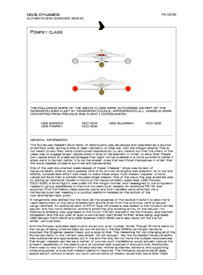 Star Fleet Starship Recognition Manual: Syracuse Destroyers