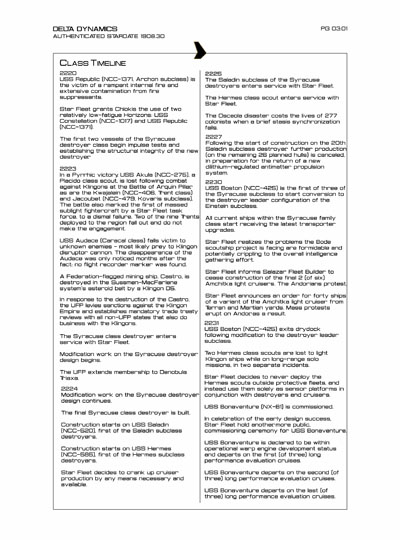 Star Fleet Starship Recognition Manual: Syracuse Destroyers