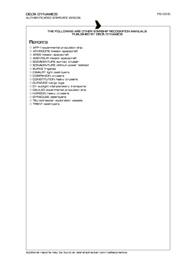 Star Fleet Starship Recognition Manual: TAU: Extrasolar Exploration Vessel