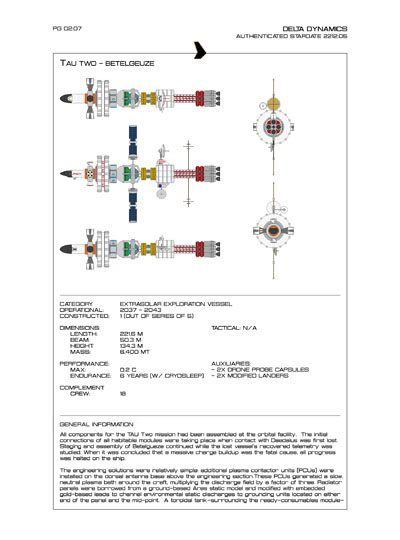 Star Fleet Starship Recognition Manual: TAU: Extrasolar Exploration Vessel