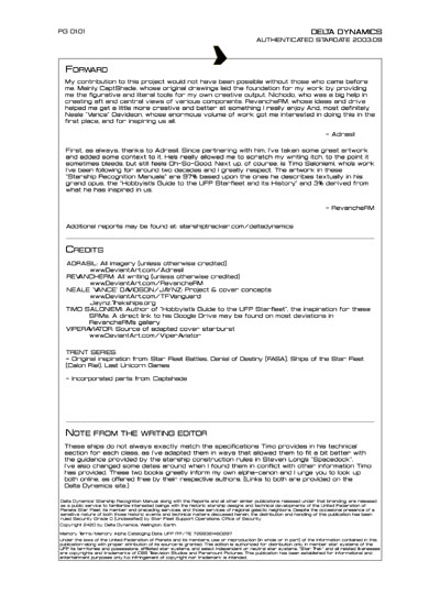 Star Fleet Starship Recognition Manual: Trent Light Destroyer