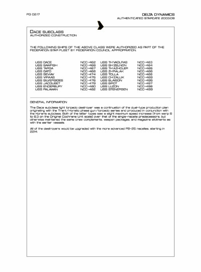 Star Fleet Starship Recognition Manual: Trent Light Destroyer