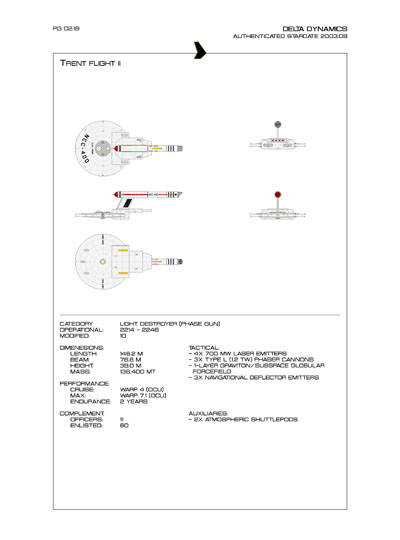 Star Fleet Starship Recognition Manual: Trent Light Destroyer