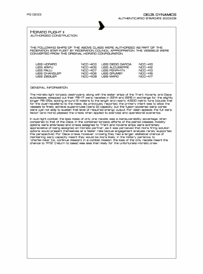 Star Fleet Starship Recognition Manual: Trent Light Destroyer