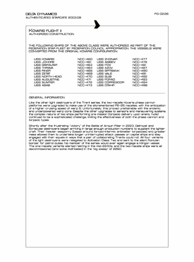 Star Fleet Starship Recognition Manual: Trent Light Destroyer