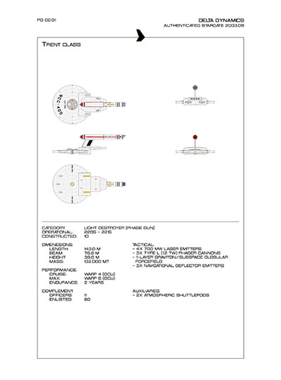 Star Fleet Starship Recognition Manual: Trent Light Destroyer