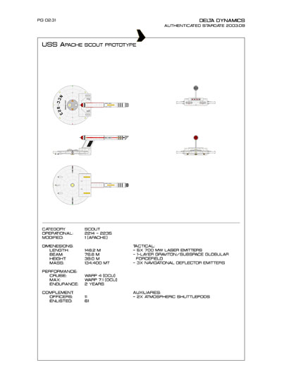 Star Fleet Starship Recognition Manual: Trent Light Destroyer