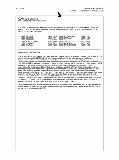 Star Fleet Starship Recognition Manual: Trent Light Destroyer