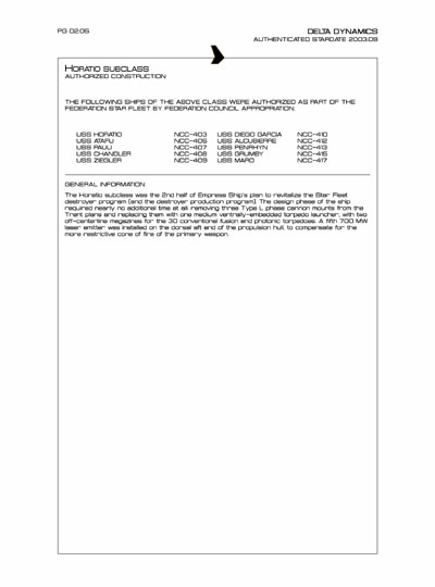 Star Fleet Starship Recognition Manual: Trent Light Destroyer