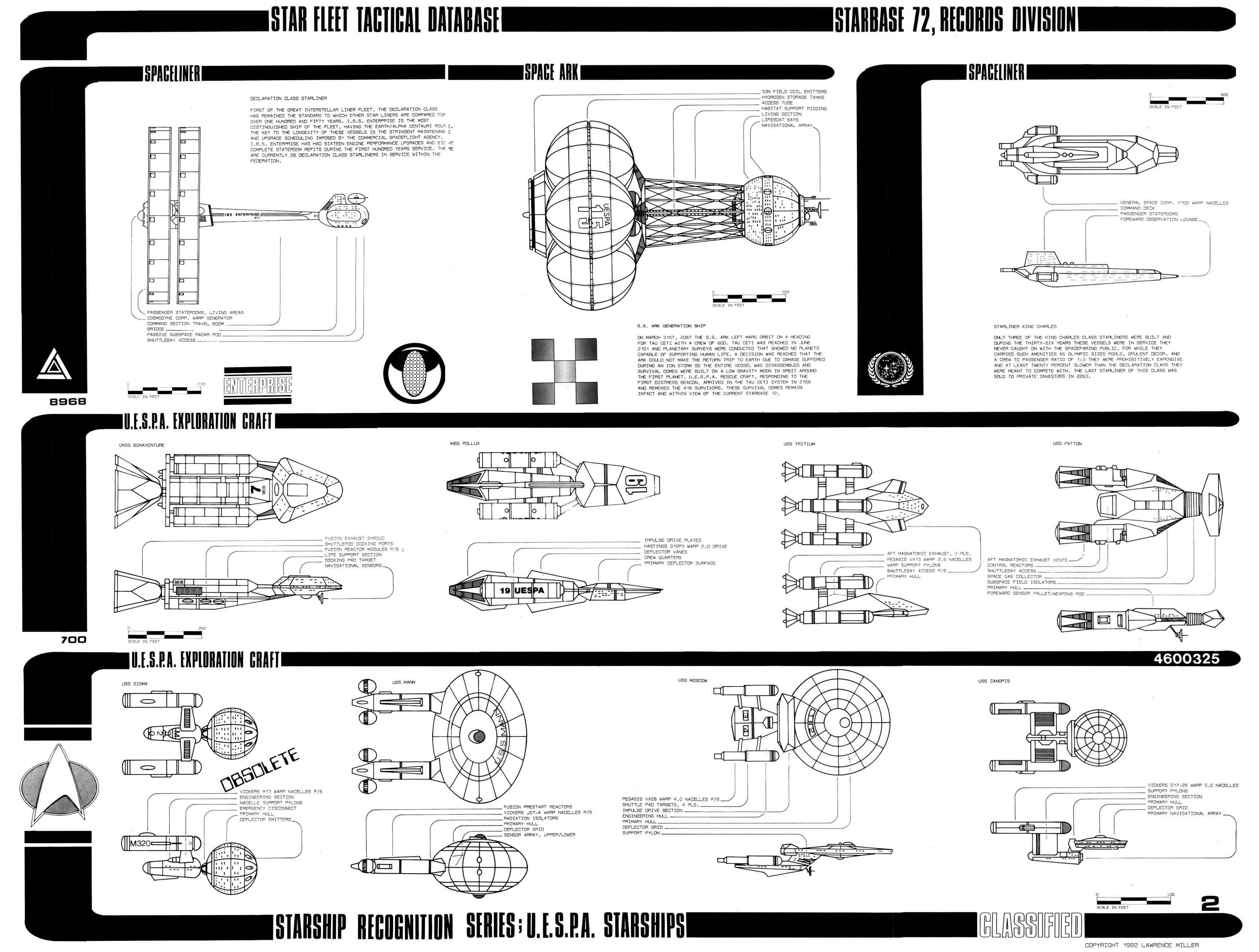5 Sheets 21" x 26" Vintage Star Trek Tactical Database Series 2  Blueprint Set 