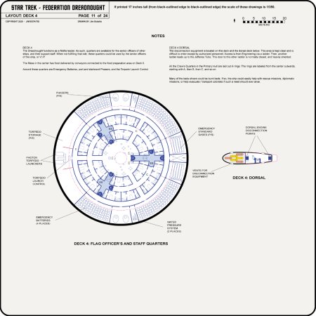 Federation Class Dreadnought [TOS] Profile, Cutaway, and Deck Plans