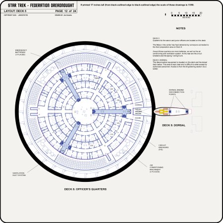 Federation Class Dreadnought [TOS] Profile, Cutaway, and Deck Plans