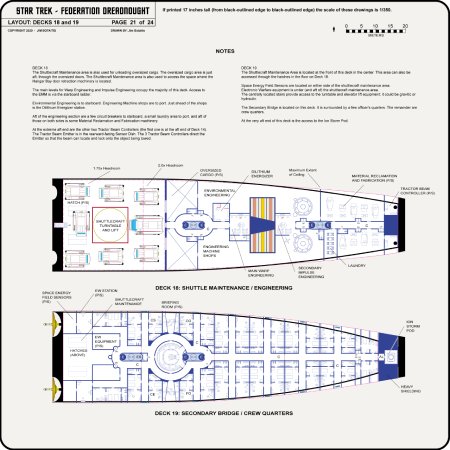 Federation Class Dreadnought [TOS] Profile, Cutaway, and Deck Plans