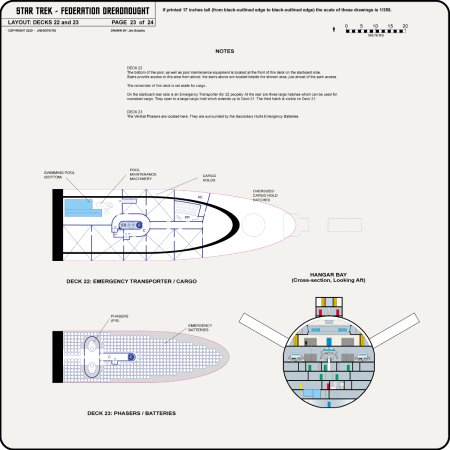 Federation Class Dreadnought [TOS] Profile, Cutaway, and Deck Plans