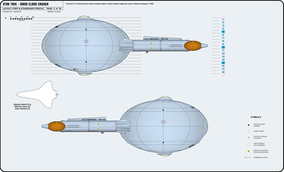 U.S.S. Endurance NCC-401 Mann-Class Cruiser [TOS] Profile, Cutaway, and Deck Plans