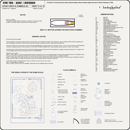 Scout / Destroyer Class Starship Profile, Cutaway, and Deck Plans