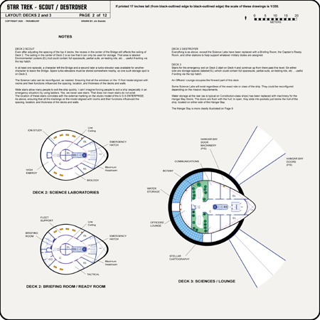 Scout / Destroyer Class Starship Profile, Cutaway, and Deck Plans