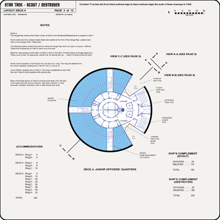 Scout / Destroyer Class Starship Profile, Cutaway, and Deck Plans
