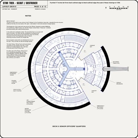 Scout / Destroyer Class Starship Profile, Cutaway, and Deck Plans
