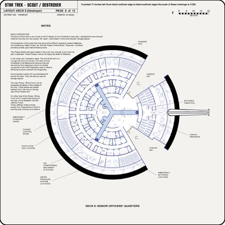 Scout / Destroyer Class Starship Profile, Cutaway, and Deck Plans
