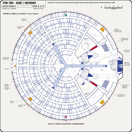 Scout / Destroyer Class Starship Profile, Cutaway, and Deck Plans
