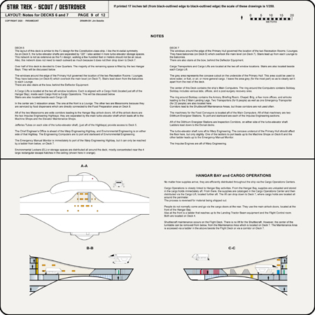Scout / Destroyer Class Starship Profile, Cutaway, and Deck Plans