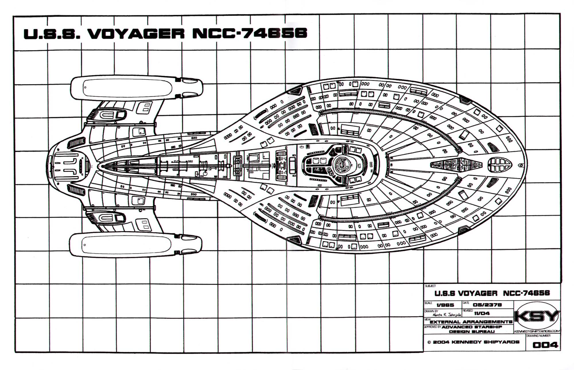 Star Trek Blueprints Intrepid Class Starship U S S Voyager