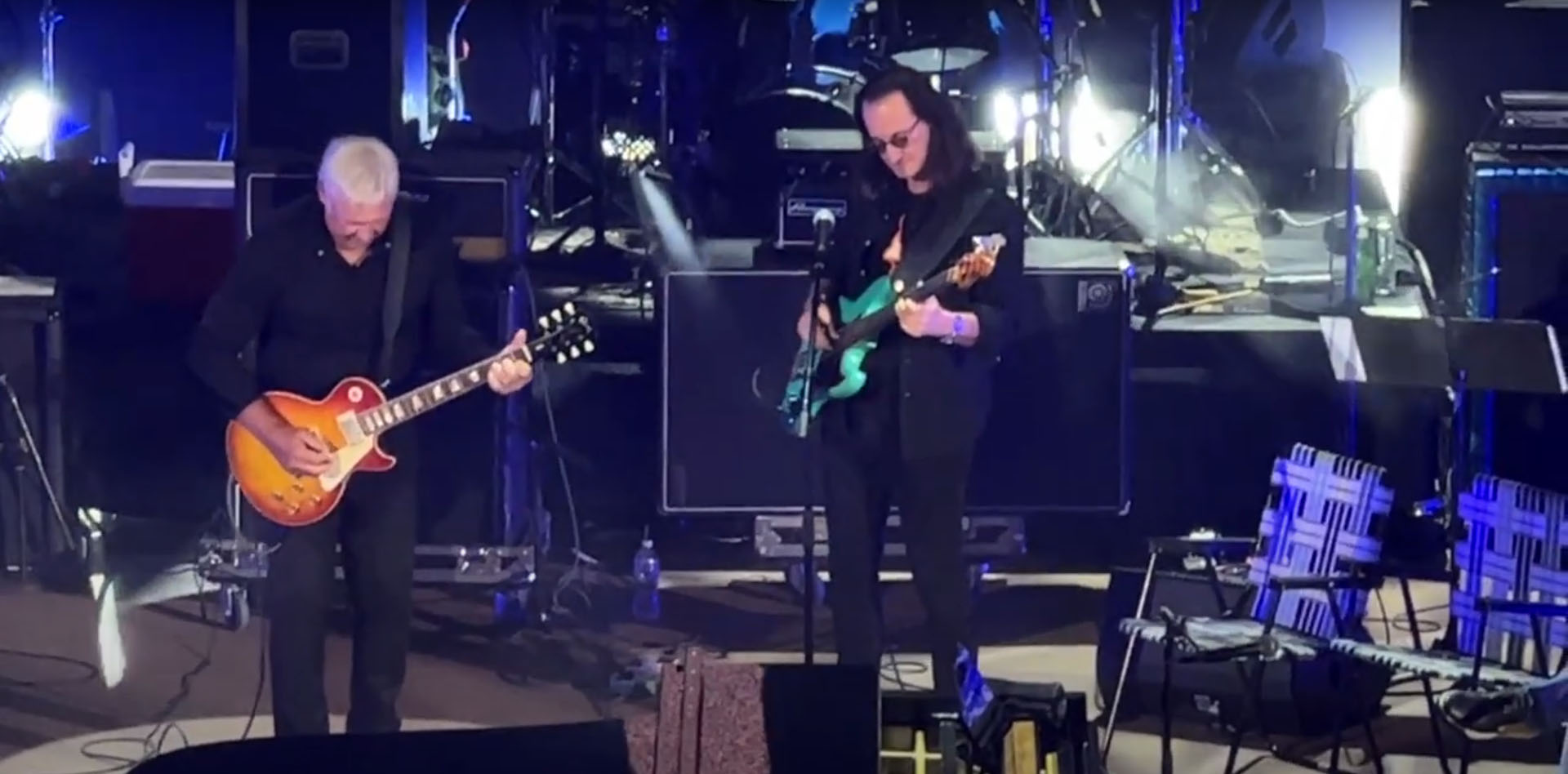 Geddy Lee and Alex Lifeson perform at the South Park Anniversary Concert Event