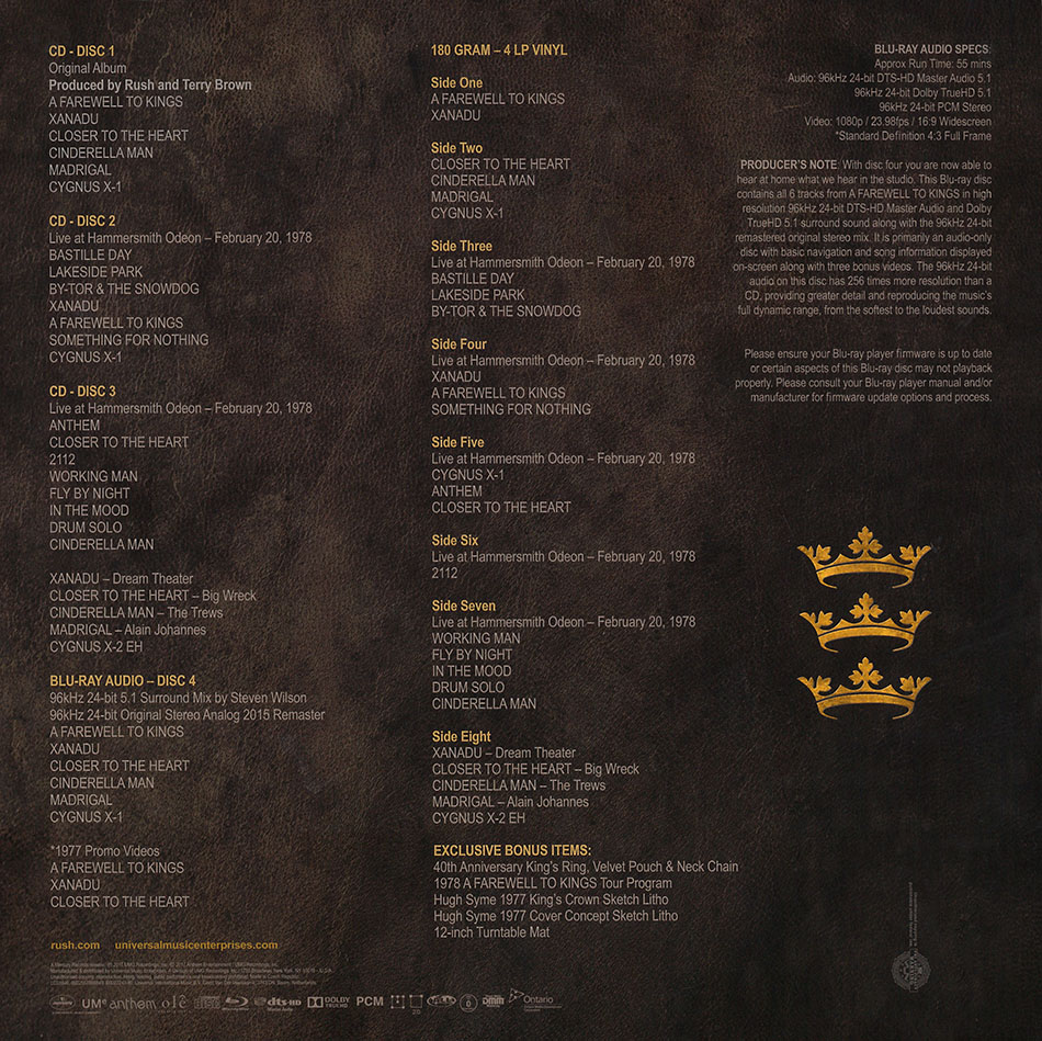 Rush A Farewell to Kings 40th Anniversary