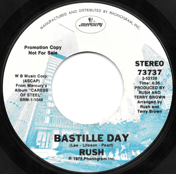 Rush: Lakeside Park / Bastille Day 45RPM Vinyl