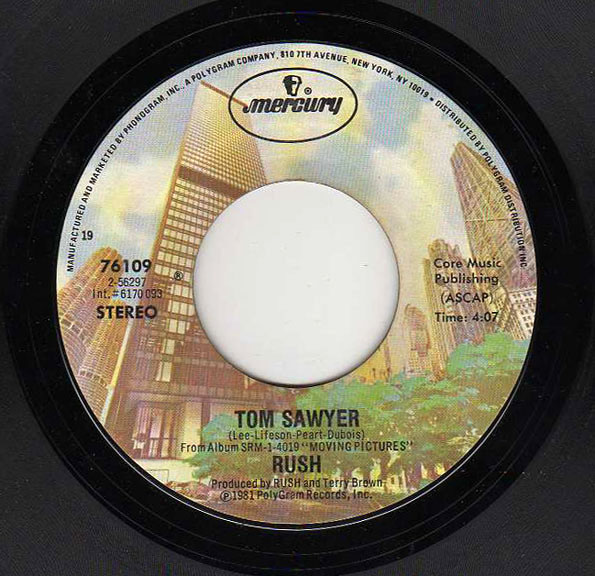 Rush: Tom Sawyer b/w Witch Hunt 45RPM Vinyl