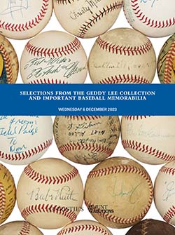 Geddy Lee Baseball Auction Catalogue - Christie's Auction House - December 6th, 2023