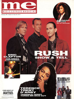 Music Express Magazine - Rush: Something Up Their Sleeves - February 1990
