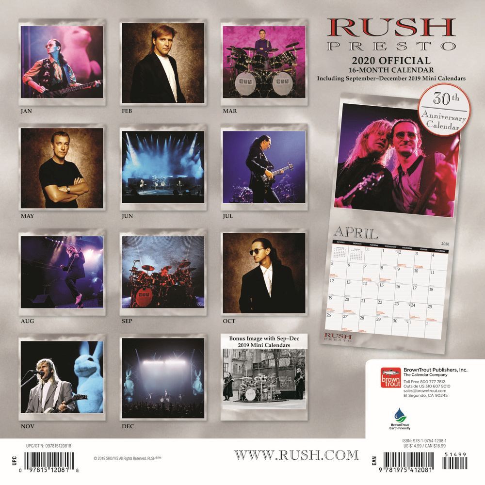 Rush 2018 Wall Calendar
