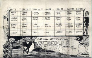 Hotel Room Assignment for Rush - Band and Crew - 1976