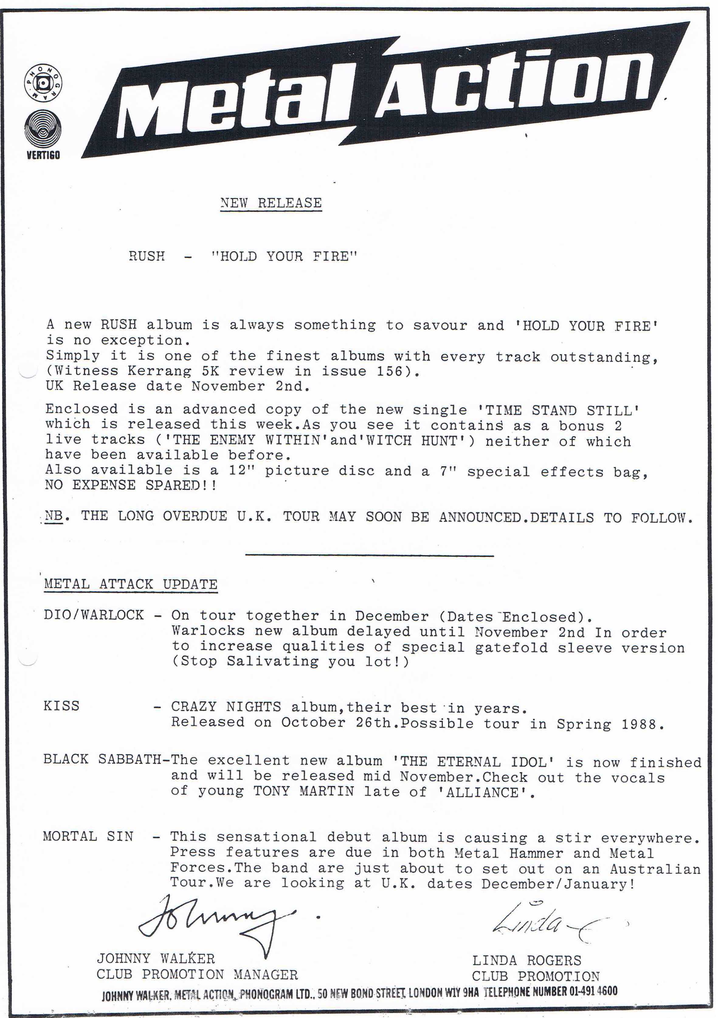 Rush: Hold Your Fire - Album Lyrics and Liner Notes