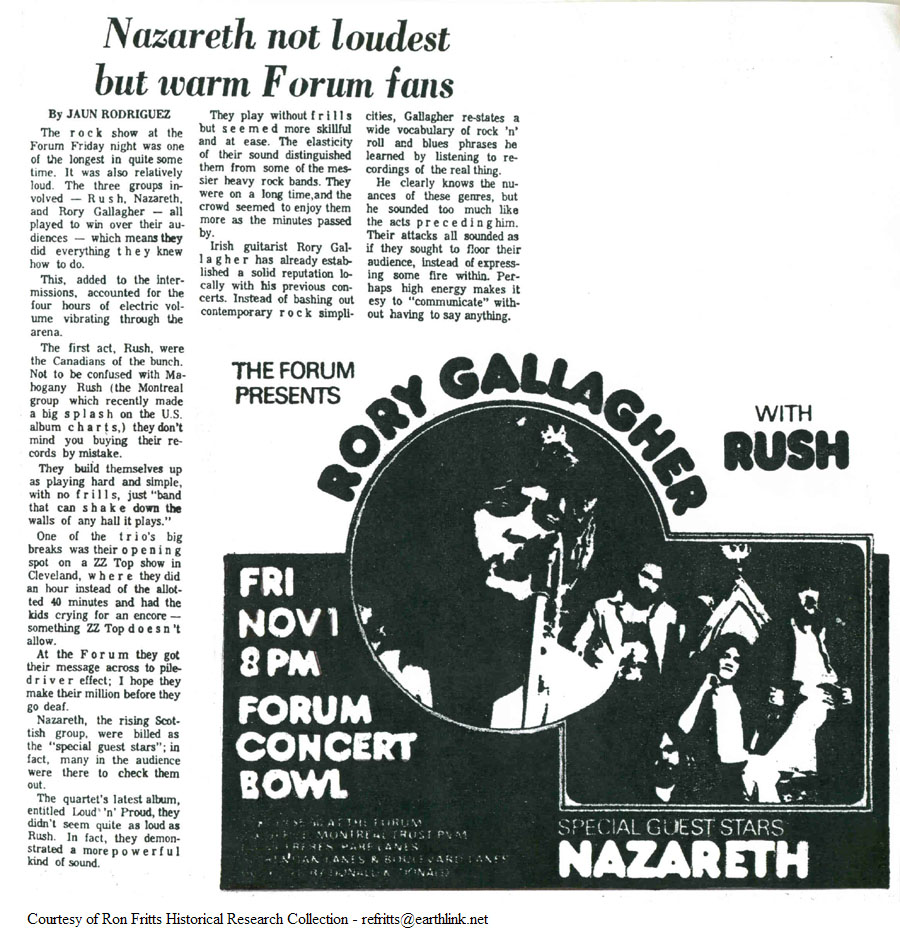 1974 rush tour dates
